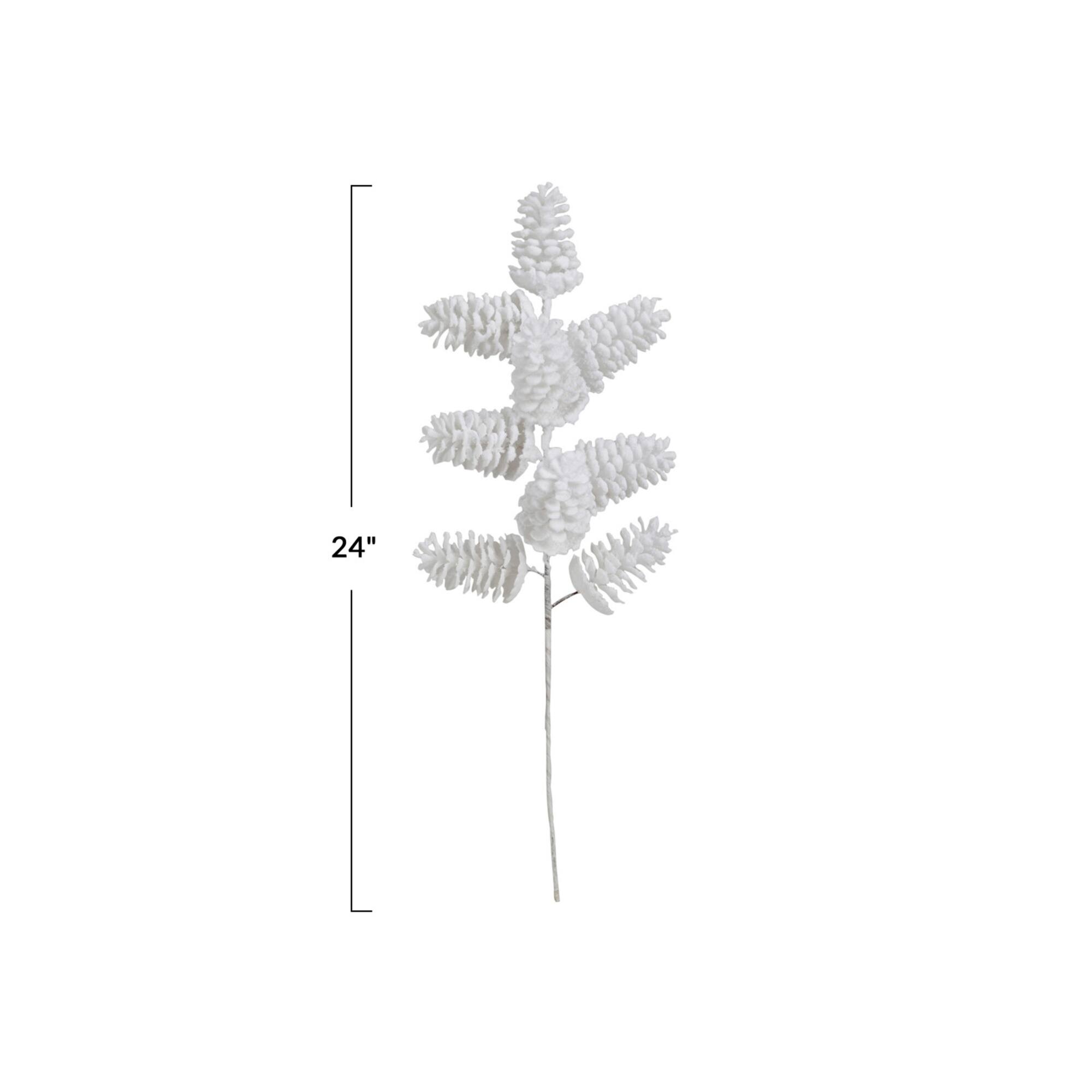 Hello Honey® 24" White Flocked Faux Pinecone Pick